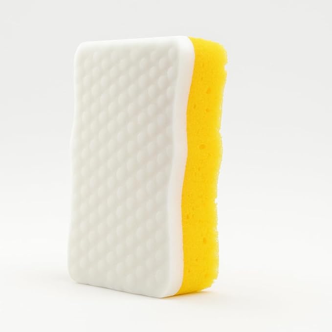 Ampang Wave-Shaped Scrub Sponges for Kitchen Cleaning - Nano Sponge & High-Foam Seaweed Cotton, Non-Scratch, Dishwasher Safe, Ideal for Washing Dishes & Daily Household Tasks (5, Yellow)