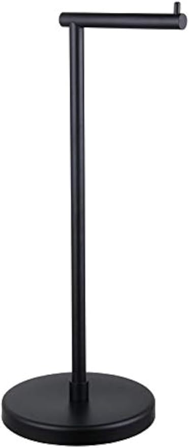 GERZ Bathroom Toilet Paper Holder Stand Modern Tissue Roll Holder SUS304 Stainless Steel Rustproof Freestanding, Matte Black DZY002-BK