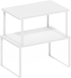 Furinno RAVEL Kitchen Countertop Organizer Set of 2, Counter Shelves, Kitchen Storage, Expandable, Stackable, Spice Rack, for Kitchen, Pantry, Coffee Bar, White