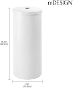mDesign Plastic Floor Stand Toilet Paper Organizer with Cover, 3-Roll Space-Saving Tissue Storage for Bathroom - Fits Under Sink, Vanity, Shelf, in Cabinet, Corner - Aura Collection - 2 Pack - White