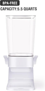 Cereal Dispenser Countertop 2pcs,5.5L Cereal Containers Storage Dispenser for Pantry,Dry Food Storage Rice Containers,Candy Dispenser,Snack Organizer Machine for Grains, Nuts,Oatmeal, Pet Food White