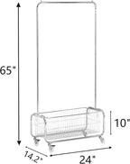 AUGMIRR Garment Rack With Storage Baskets,Clothing Rack for Hanging Clothes, Multi-functional Bedroom Clothes Rack with Wheels for Bedroom, Living Room, Easy Assembly (24inch length)