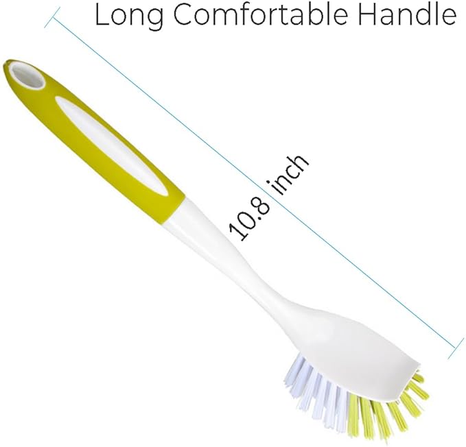 Dish Brush with Handle, Stiff Bristles Dish Scrubber for Pots, Pans & Sink Cleaning, 5 Pack