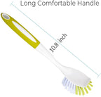 Dish Brush with Handle, Stiff Bristles Dish Scrubber for Pots, Pans & Sink Cleaning, 5 Pack
