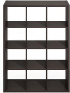 Furinno Simple Cube Storage Organizer, 12-Cube Display Shelf, Open Back Shelving Unit, Storage Shelves, Extra Thick Frame, for Organization and Storage, Living Room, Home Office, Dark Oak