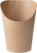 Restaurantware Bio Tek 12 Ounce French Fry Containers 100 Disposable Charcuterie Cups - Incline Design Round Kraft Paper French Fry Cups Stackable For Waffles Chips or Popcorn