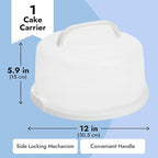 Juvale Round Cake Carrier - Secure Lid & Handle Storage Container - Collapsible Reusable Plastic Container for Cakes, Pies & Cupcakes - 12" Dia x 5.9" H