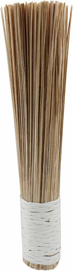 Natural Bamboo Wok Brush 12-Inch Length, Traditional Kitchen Pan Cleaning Whisk Cleaning Brush Bamboo Scrubber (Flat Brush)