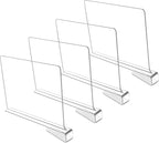 Sooyee Acrylic Shelf Dividers for Closet Organization,4 PCS Closet Shelf Organizer,Closet Dividers Purse Organizer for Closet,Closet Separator for Bedroom Kitchen Cabinets and Office Shelves,Clear
