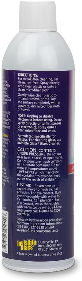 Invisible Glass 91014 Clear Plastic Cleaner – Cleans and Protects Plastic on Electronics, Appliances, Eyewear, Cars, Trucks, RVs, Boats & More, Helps Prevent Fog and Static – 19 oz