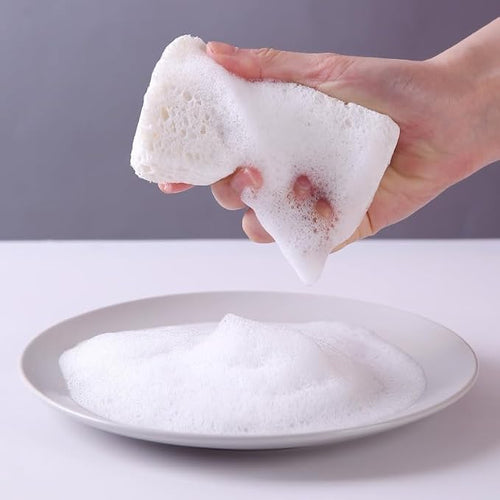12 - Pack Non-Scratch Scrub Sponges - Sponges for Dishes and Washing Dishes, Cleaning Sponges for Kitchen Home Bathroom Cars, Funny Cut-Outs DIY for Kids (White)