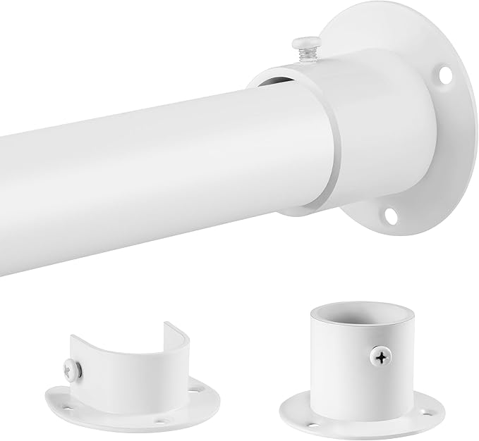 1.3 Inch Diameter Closet Rods for Hanging Clothes, Metal Heavy Duty Closet Rod 17-28 Inch Adjustable, White Closet Bar for Hanging Clothes, Suitable for Closet, Wardrobes, Bathroom, Windows