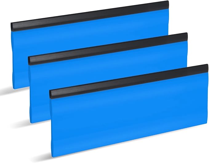 FOSHIO 6 Inch Rubber Squeegee for Kitchens, Glass, Shower and Car Windows, Film Installation Vinyl Scraper Tint Squeegee, Windshield Glass Cleaning Tool, Pack of 3 (Blue)