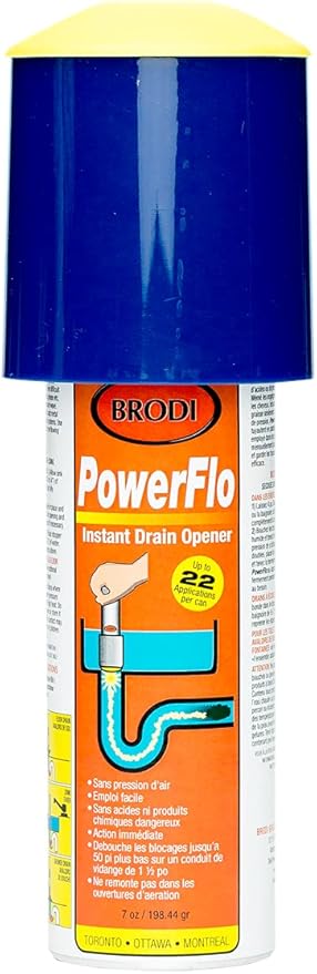 PowerFlo is a non-chemical, Safe Instant Drain Opener for all Diameter Drains. Does not use air pressure or chemicals. Powerful solution with 18 applications (Full Starter Kit)