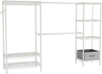 Golpart Coat Rack Clothes Wardrobe：Closet Organizer and Storage Clothing Garment Rack with Shelves Heavy Duty for Hanging Clothes Portable Adjustable White 15.8" Dx(70-88.5)" Wx76.5 H