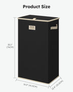 SOLEDI Laundry Hamper with Lid 100L Large & Tall Collapsible Laundry Basket, Clothes Hamper with Bag Removable Easy to Carry, Dirty Hampers for Bedroom, Bathroom, Dorm, College, Pitch Black