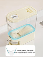 IEEK 25 Lbs Rice Dispenser, Large Cereal Dry Food Storage Containers with Measuring Cup and Lid,Moisture Proof Airtight Food Dispenser Bucket for Rice,Corn,Coffee Bean,Grain,Soybean and Oatmeal,White