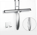 Shower Squeegee for Glass Doors,14-Inch Shower Glass Squeegee, Sliver Shower Squeegee for Shower Doors,Mirror,Windows, with Shower Door Hook and Adhesive Hook
