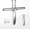Shower Squeegee for Glass Doors,10-Inch Shower Glass Squeegee, Sliver Shower Squeegee for Shower Doors,Mirror,Windows, with Shower Door Hook and Adhesive Hook