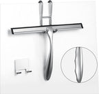 Shower Squeegee for Glass Doors,10-Inch Shower Glass Squeegee, Sliver Shower Squeegee for Shower Doors,Mirror,Windows, with Shower Door Hook and Adhesive Hook