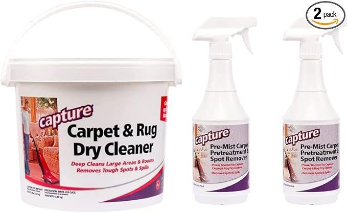 Capture Carpet & Rug Dry Cleaner (8lb) & Pre-Mist Soil Release for Carpet Dry Cleaner, Carpet Cleaning Pre Spray (2 Pack) - Bundle