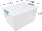 80 L Extra Large Plastic Storage Box, Clear Large Plastic Storage Bins with Wheels, 4-Pack