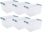 Xyskin 6-Pack 20 Quart Plastic Storage Boxes, Latching Storage Bin Box, Clear