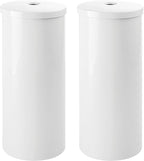 mDesign Plastic Floor Stand Toilet Paper Organizer with Cover, 3-Roll Space-Saving Tissue Storage for Bathroom - Fits Under Sink, Vanity, Shelf, in Cabinet, Corner - Aura Collection - 2 Pack - White