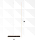 Slim Upright Horsehair Broom 18" – Narrow Thin Dust Broom for Hardwood Floors, Soft Bristles for Dog Hair – Swivel Head with 48" 3-Part Handle – Home & Kitchen Use