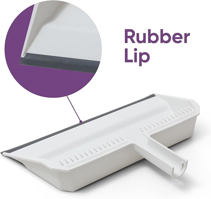 Superio 4-Pack Wide Plastic Dustpan with Comb - 16" Wide, Rubber Lip, Broom Handle Clip, White