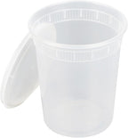 Restaurantware-Asporto 32 Ounce To Go Boxes, 100 Microwavable Round Soup Containers - Clear Plastic Lids Included, Do Not Contain BPA, Clear Plastic Soup Containers, Disposable