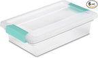 Sterilite 6-Pack Clip Box, Stackable Clear Plastic Bins with Latching Lids, Small - Writing, Arts or Crafts Supplies Storage Containers for Home, Office, Classroom and Workshop Organization
