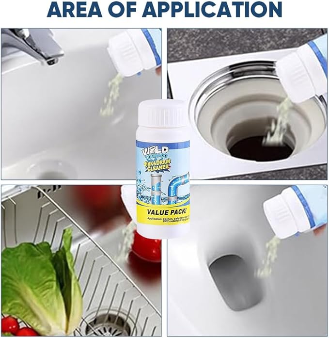 Dodorado Wild Sink and Drain Cleaner Powder,Powerful Foaming Pipe Cleanser Powder - Kitchen, Bathroom Drain Opener for Clog Prevention (1 PCS)