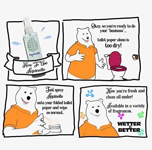 Aquinelle Toilet Tissue Mist Value Pack of 4 Convenient 3.25oz Bottles Non-Clogging Alternative to Flushable Wipes Simply Spray On ANY Folded Toilet Paper