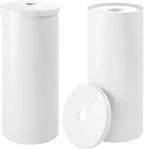 mDesign Plastic Floor Stand Toilet Paper Organizer with Cover, 3-Roll Space-Saving Tissue Storage for Bathroom - Fits Under Sink, Vanity, Shelf, in Cabinet, Corner - Aura Collection - 2 Pack - White