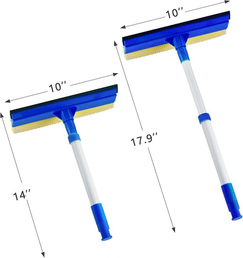 15.9" Window Squeegee for Car,2 in 1 Squeegee Window Cleaner with Long Stainless Steel Handle,Sponge Car Window Squeegee for Gas Station, Glass,Shower (Iron Pole)