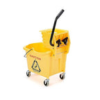 Amazon Basics Commercial Side Press Wringer Floor Cleaning Mop Bucket on Wheels, 35-Quart, Yellow