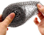 TopHomer 6 Pcs Stainless Steel Wire Balls Scrubbing Scouring Pad for Removing Heavy Dirty Home Cleaning Tools Easy to Clean