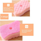 Yellow Pink Colors Multi-Functional Sponges Non-Scratch Scrub Sponges Household Kitchen Cleaning Sponges Durable Scouring Pads,Pack of 4