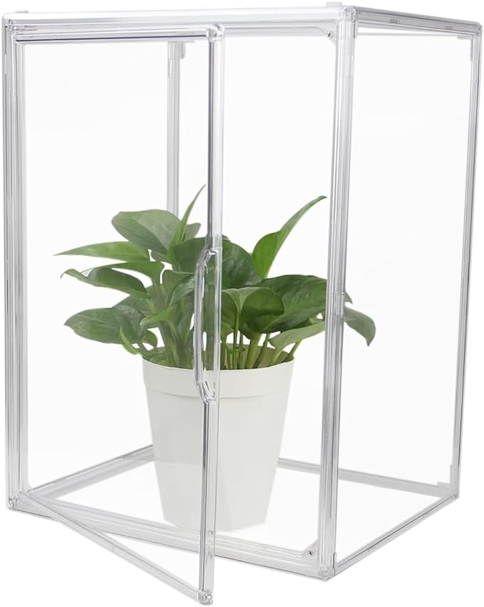 Clear Stackable Plastic Storage Bins with Magnetic Lid, Dustproof Book & Cosmetic Display Cases, Large Figures Collectibles Showcase, Shoe Box, Protection Organizer (L, Count, 1)