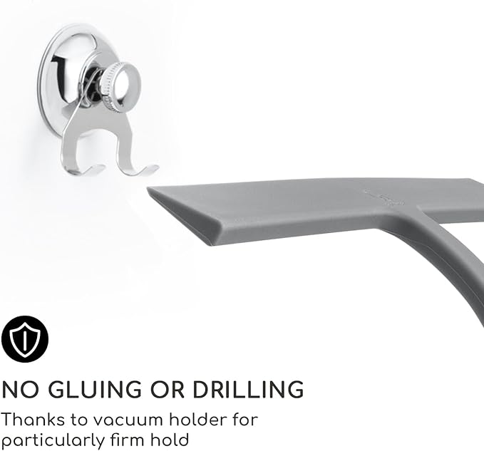 GÜTEWERK Shower Squeegee for Glass Doors, Silicone Window Squeegee, Bathroom and Glass Cleaning - Gray - 11 Inch