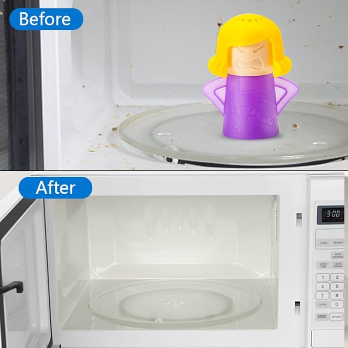 Abnaok Microwave Cleaner, 2 PCS Angry Mama Microwave Cleaner Microwave Oven Steam Cleaner Easily Clean in Minutes Cleans Add Vinegar and Water for Home or Office with English Manual (Purple)