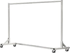 Simple Trending Industrial Grade Z Base 70in extra long Clothes Garment Rack, Commercial Grade Rolling Clothing Rack, Heavy Duty 450lb Load with Wheels, Chrome
