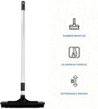 ForPro Extendable Salon Broom, Non-Scratch Rubber Bristles, Aluminum Handle Adjustable to 51.5”, Ideal for Pet Hair, Lint, Dust, Dirt, Black