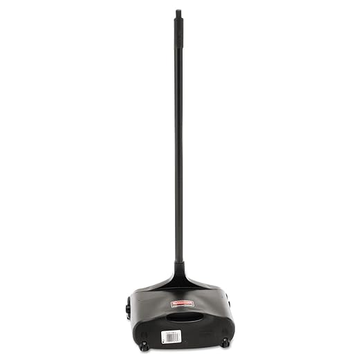 Rubbermaid Commercial Products Dustpan with Long Handle Plastic Black Compatible with Any Broom for Lobby/Restaurant/Office/Home/Dog Pooper Scooper 12.50" Wide
