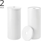 mDesign Plastic Floor Stand Toilet Paper Organizer with Cover, 3-Roll Space-Saving Tissue Storage for Bathroom - Fits Under Sink, Vanity, Shelf, in Cabinet, Corner - Aura Collection - 2 Pack - White