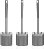 Toilet Bowl Brush and Holder, 3 Pack Compact Toilet Brush Set with Nylon Bristles Toilet Brush Hidden Scrubber Brushes for Bathroom Cleaning-Grey