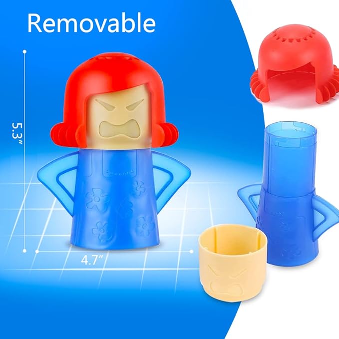 Abnaok Microwave Cleaner, Angry Mama Microwave Cleaner Microwave Oven Steam Cleaner Easily Clean in Minutes Cleans Add Vinegar and Water for Home or Office with English Manual (Blue)