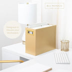 BLU MONACO Gold Magazine Basket: Stylish Gold Rack and Organizer for Floor or Bathroom Storage – Decorative Narrow Book and Magazine Holder.