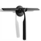 Quntis 10-Inch Matte Black Shower Squeegee for Glass Doors – Stainless Steel with Non-Slip Handle, Replacement Blade & Hook – Ideal for Bathroom, Mirrors, Tiles, and Car Windows